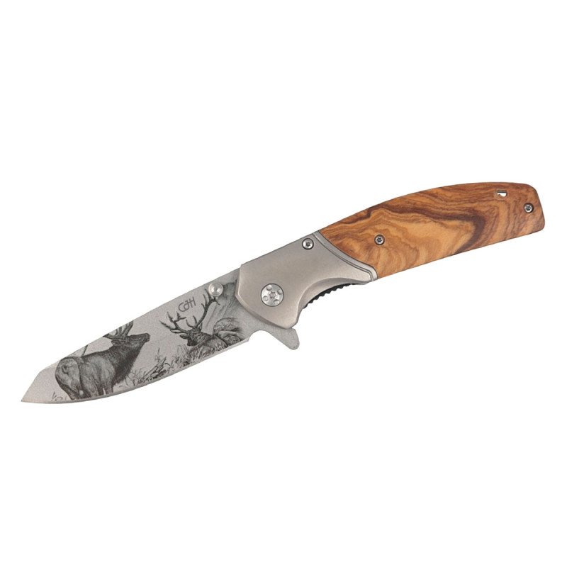 CJH Herbertz FOLDING OLIVE WOOD "DEER" 44160