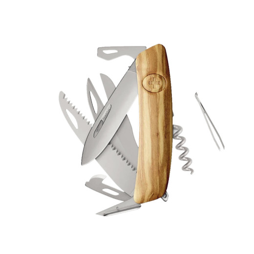 Swiza D09R AM SAW & SCISSORS Wood Olive (KNR.0136.6310)