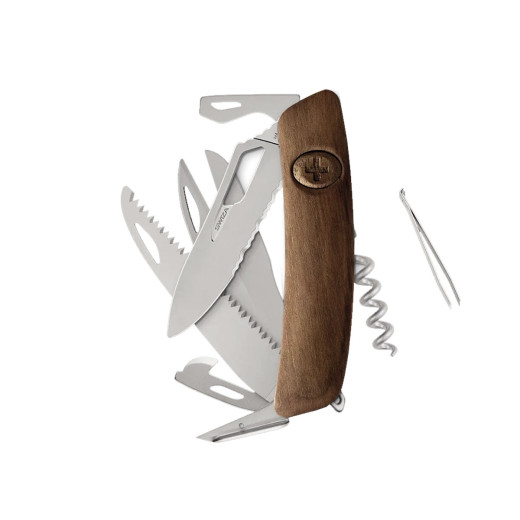 Swiza SH09TR AM SAW & SCISSORS WAVY EDGE Wood Walnut (KST.0136.6300)