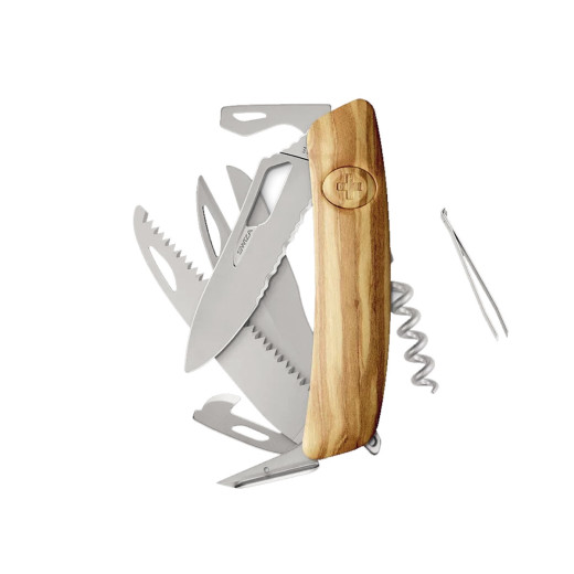 Swiza SH09TR AM SAW & SCISSORS WAVY EDGE Wood Olive (KST.0136.6310)