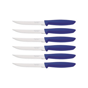 Tramontina PLENUS SET 6 PZ CARNE DENTATO (Meat Knife serr) CM.12 23498/154 Blue