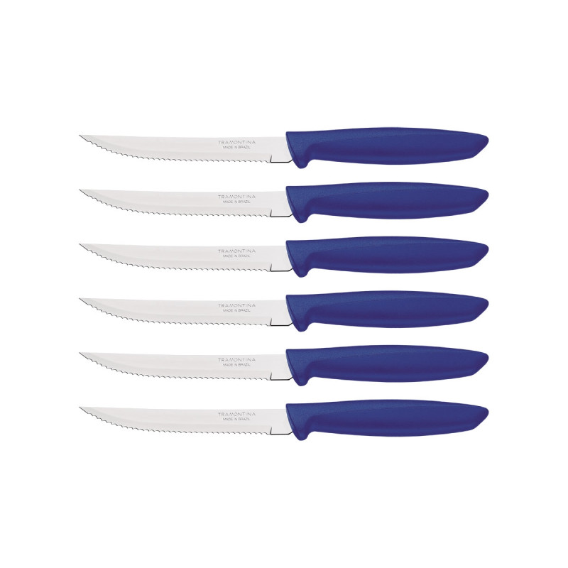 Tramontina PLENUS SET 6 PZ CARNE DENTATO (Meat Knife serr) CM.12 23498/154 Blue