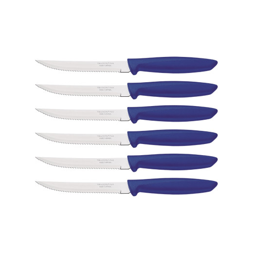 Tramontina PLENUS SET 6 PZ CARNE DENTATO (Meat Knife serr) CM.12 23498/154 Blue