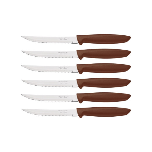 Tramontina PLENUS SET 6 PZ CARNE DENTATO (Meat Knife serr) CM.12 23498/454 Brown