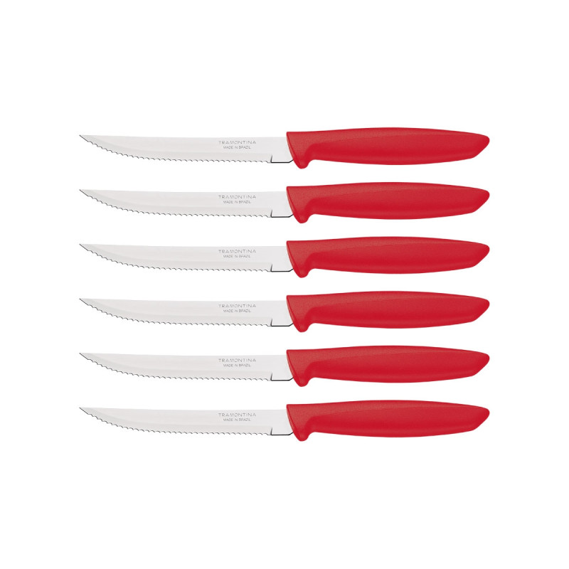 Tramontina PLENUS SET 6 PZ CARNE DENTATO (Meat Knife serr) CM.12 23498/754 Red