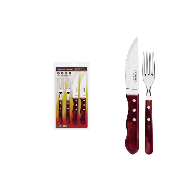 Tramontina POLYWOOD FSC SET POSATE CARNE/BBQ 4 PZ 29899/162 Red