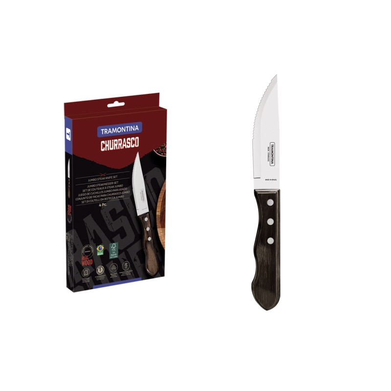 Tramontina POLYWOOD FSC SET CARNE/BBQ 4 PZ 29899/151 Brown