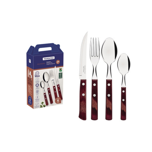 Tramontina POLYWOOD FSC SET POSATE CARNE/BBQ 24 PZ 21199/705 Red