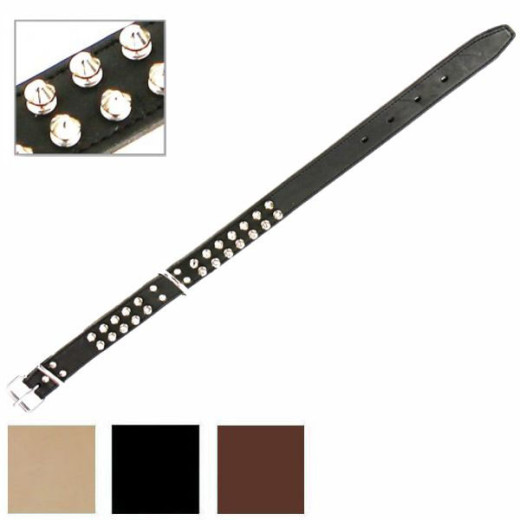 COLLARE CANI CUOIO BORCHIE DOPPIE mm 30 cm 60