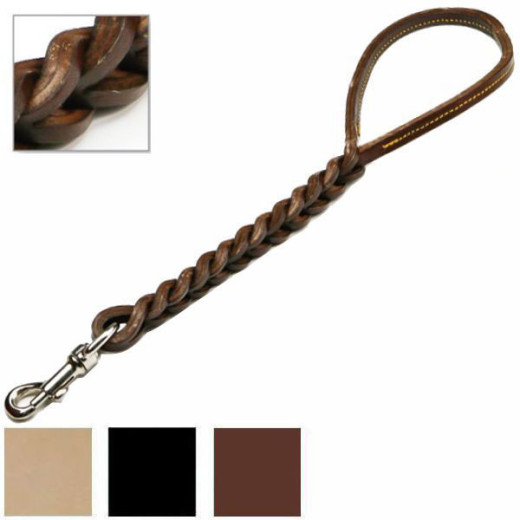 GUINZAGLIO CANI CUOIO TRECCIATO cm 75