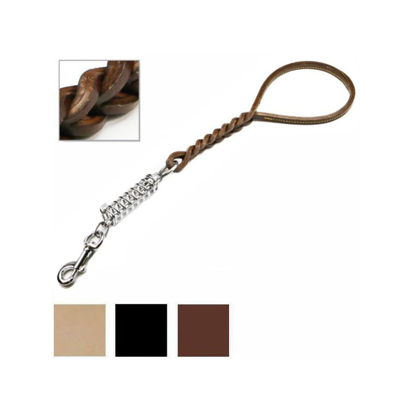 GUINZAGLIO CANI CUOIO TRECCIATO MOLLA cm 50