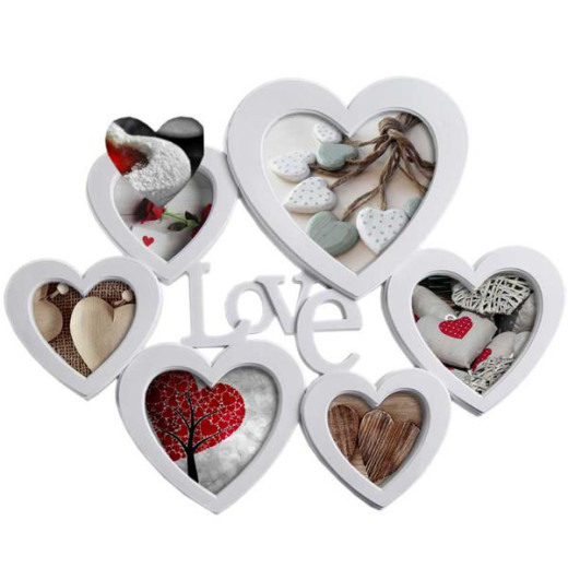 PORTAFOTO MULTIPLO CUORE LOV       cm 44x36 D&CASA