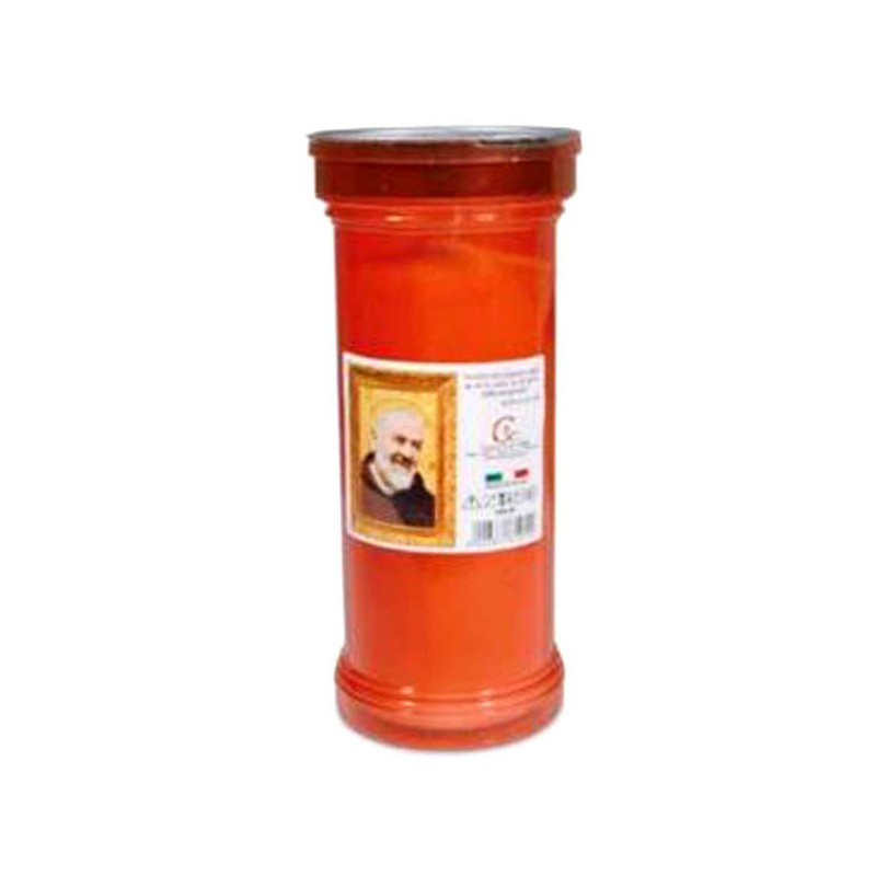 CERO VOTIVO PADRE PIO ROSSO MAXI cm 8 h 21