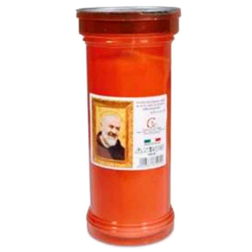 CERO VOTIVO PADRE PIO ROSSO MAXI cm 8 h 21