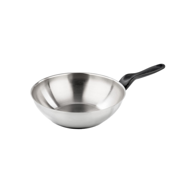 WOK INOX 1 MANICO      cm 28 INOXIDABILI BARAZZONI