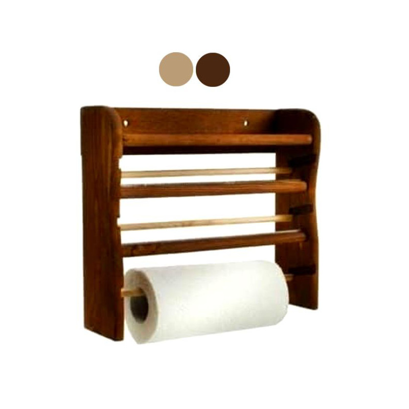 PORTAROTOLO LEGNO A PARETE 3 NATURALE cm 33x9 h 29