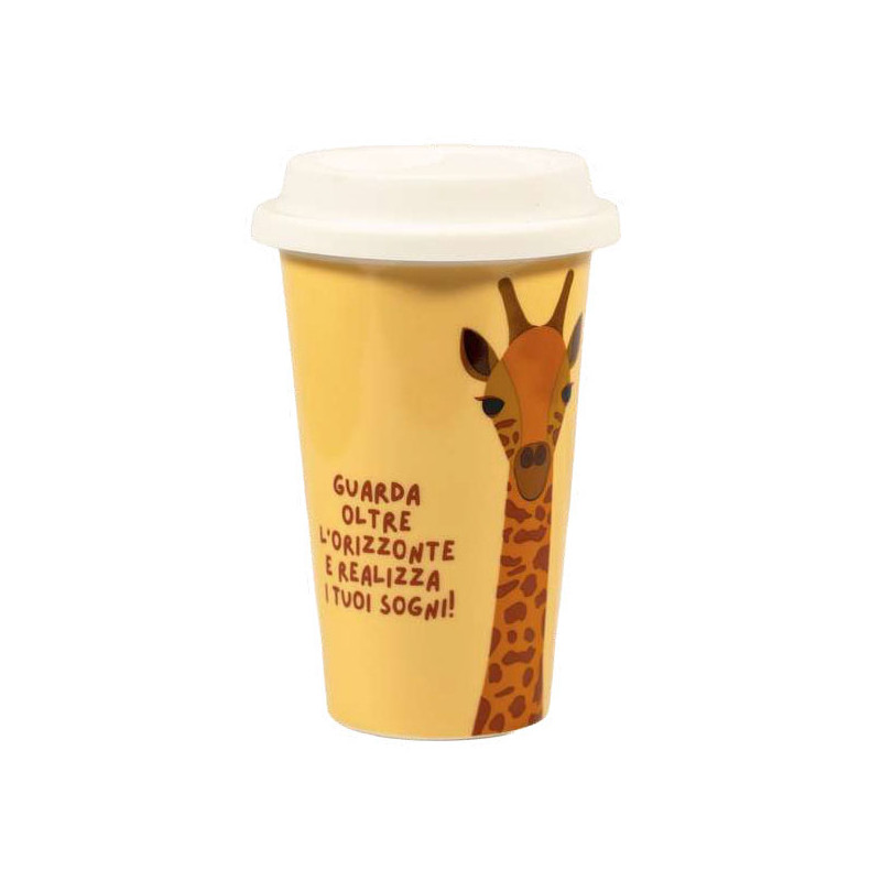 TAZZA MUG CERAMICA COPERCHIO GIRAFFA   ml 260 SOOR