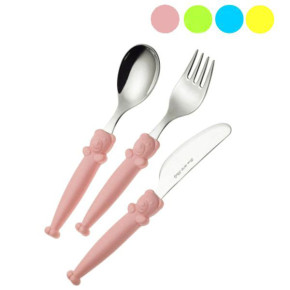POSATE ACCIAIO ROSA      Pz 3 BABY PAPPALLEGRA EME