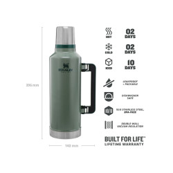 Stanley CLASSIC LEGENDARY BOTTLE XXLARGE 2.5qt /2.3 lt Hammertone Green