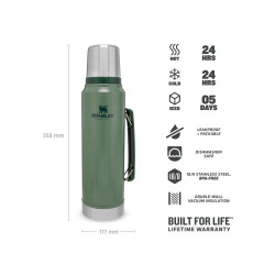 Stanley CLASSIC LEGENDARY BOTTLE 1.1qt /1l Hammertone Green