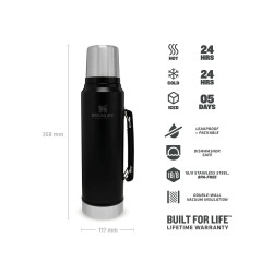 Stanley CLASSIC LEGENDARY BOTTLE 1.1qt /1l Matte Black Pebble