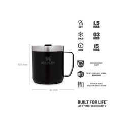 Stanley CLASSIC LEGENDARY CAMP MUG 12oz /350ml Matte Black Pebble
