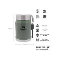 Stanley CLASSIC LEGENDARY FOOD JAR + SPORK 14oz /400ml Hammertone Green