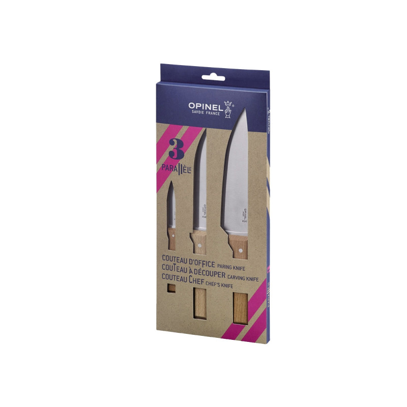 Opinel TRIS PARALLELE (CUCINA N°118 + CARNE N°120 + SPELUCCHINO N°126) (001838)