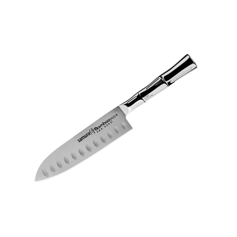Samura BAMBOO SANTOKU C/ALVEOLI (Santoku knife hollow ground) CM.13,7
