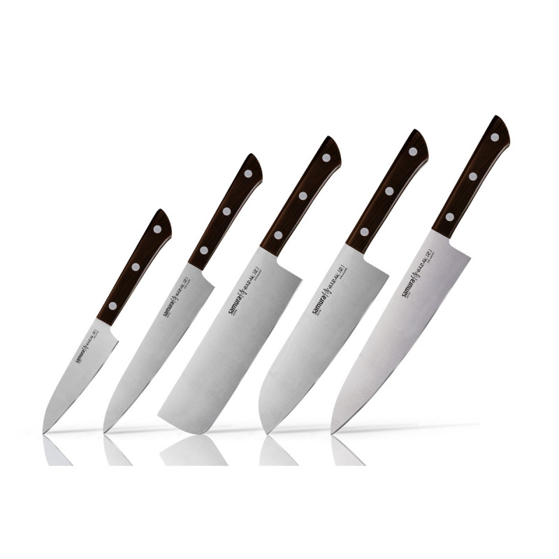 Samura HARAKIRI SET 5 PZ (SPELUCCHINO-CUOCO-FILETTARE-SANTOKU-NAKIRI) Black