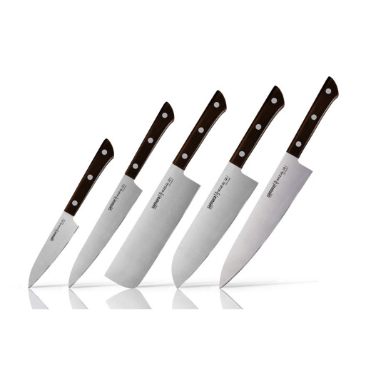 Samura HARAKIRI SET 5 PZ (SPELUCCHINO-CUOCO-FILETTARE-SANTOKU-NAKIRI) Black