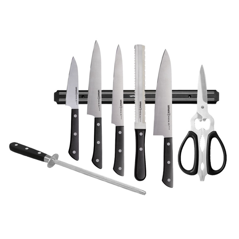 Samura HARAKIRI SUPER SET 8 PZ (5 COLTELLI-FORBICE-ACCIARINO-SUPPORTO) Black