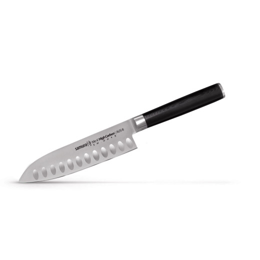 Samura MO-V SMALL SANTOKU C/ALVEOLI (Santoku knife hollow ground) CM.13,8