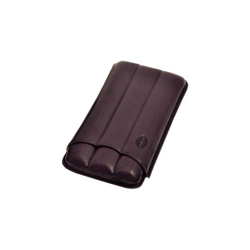 Jemar PORTASIGARI  SCANALATO CUOIO 3 SIGARI 110/3 XL MELANZANA